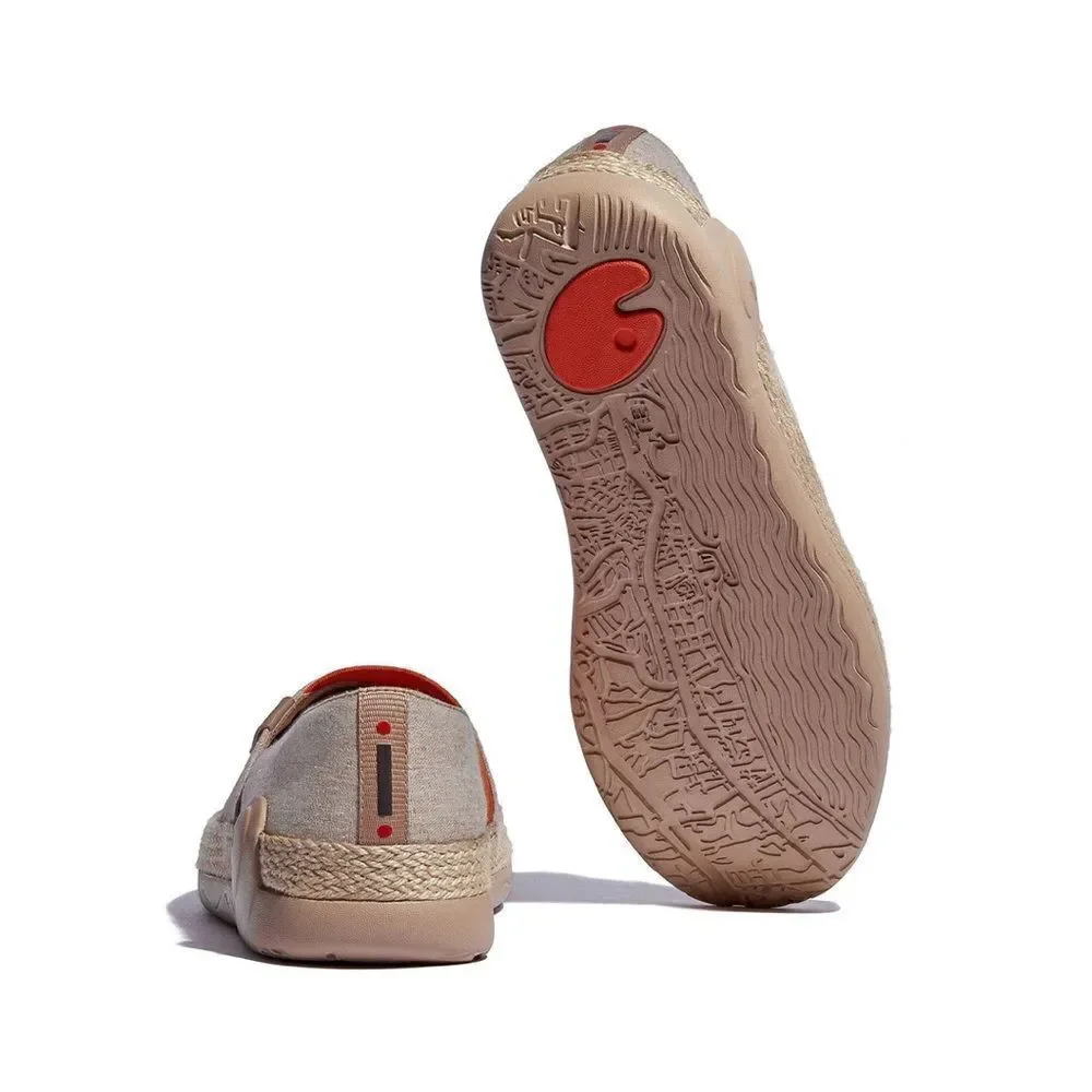 UIN Women's Slip Ons Walking Casual Loafers Shoes (Light Khaki Marbella I)